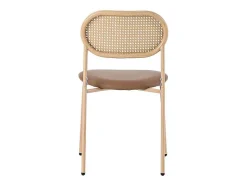 ModernLuxe Stoel-Set Van 4 Stoelen Van Kunstleer En Rotan - Metalen Poten - Bruin