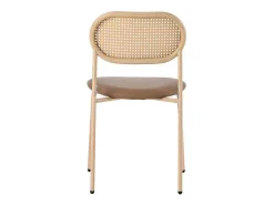 ModernLuxe Stoel-Set Van 4 Stoelen Van Kunstleer En Rotan - Metalen Poten - Bruin