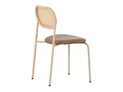 ModernLuxe Stoel-Set Van 4 Stoelen Van Kunstleer En Rotan - Metalen Poten - Bruin
