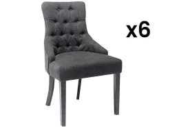 Vente-unique Stoel-Set Van 6 Stoelen Van Stof En Heveahout - Grijs - Mervia
