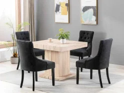 Vente-unique Stoel-Set Van 6 Stoelen Van Stof En Heveahout - Grijs - Mervia