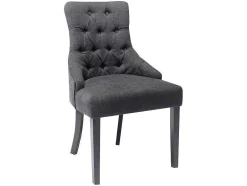 Vente-unique Stoel-Set Van 6 Stoelen Van Stof En Heveahout - Grijs - Mervia