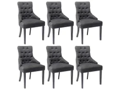 Vente-unique Stoel-Set Van 6 Stoelen Van Stof En Heveahout - Grijs - Mervia