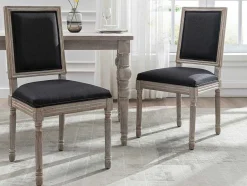 Vente-unique Stoel-Set Van 2 Stoelen Van Stof En Heveahout - Zwart - Amboisette