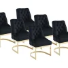PASCAL MORABITO Stoel-Set Van 6 Stoelen Van Velours En Goudkleurig Roestvrij Staal - Zwart - Porilaso Van