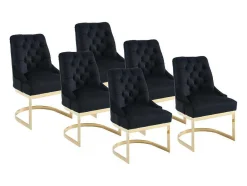 PASCAL MORABITO Stoel-Set Van 6 Stoelen Van Velours En Goudkleurig Roestvrij Staal - Zwart - Porilaso Van