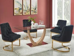 PASCAL MORABITO Stoel-Set Van 6 Stoelen Van Velours En Goudkleurig Roestvrij Staal - Zwart - Porilaso Van