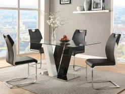 Vente-unique Stoel-Set Van 4 Stoelen Winch - Zwart / Wit Kunstleer - Poten Van Chroom Metaal