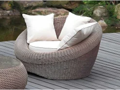MYLIA Loungeset-Set Van 2 Tuinstoelen Van Karamelkleurig Gevlochten Hars - Whiteheaven