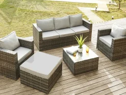 MYLIA Loungeset-Set Van 2 Tuinstoelen Van Geweven Hars - Grijs - Anori