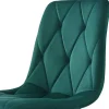ModernLuxe Stoel-Set Van 4 Velvet Stoelen - Metalen Structuur - Ruitpatroon - Groen