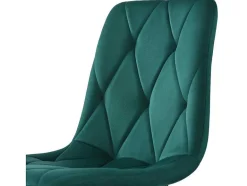 ModernLuxe Stoel-Set Van 4 Velvet Stoelen - Metalen Structuur - Ruitpatroon - Groen
