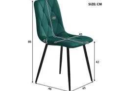 ModernLuxe Stoel-Set Van 4 Velvet Stoelen - Metalen Structuur - Ruitpatroon - Groen