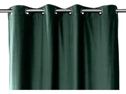 OZAIA Huistextiel-Set Van 2 Verduisterende Gordijnen Van Velours - L135 X H250 Cm - Groen Met Zilverkleurige Ogen - Darrel