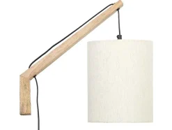 OZAIA Wandlamp-Set Van 2 Wandlampen Met Scandinavische Stijl - D35 X H48 Cm - Hout En Stof - Naturel En Beige - Paliana