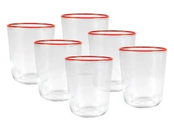 OZAIA Tafelservies-Set Van 6 Waterglazen Met Oranje Rand - 31,5 Cl - D. 8 X H. 9,5 Cm - Azuran