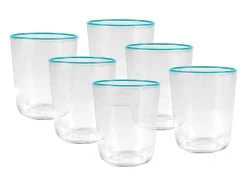 OZAIA Tafelservies-Set Van 6 Waterglazen Met Een Blauwe Rand Van 31,5 Cl - D. 8 X H. 9,5 Cm - Azuran