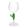 OZAIA Tafelservies-Set Van 4 Wijnglazen Met Cactusvoet - Transparant En Groen - O8,5 X H19,5 Cm - Gellif