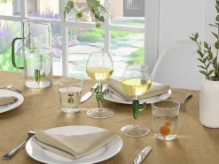 OZAIA Tafelservies-Set Van 4 Wijnglazen Met Cactusvoet - Transparant En Groen - O8,5 X H19,5 Cm - Gellif