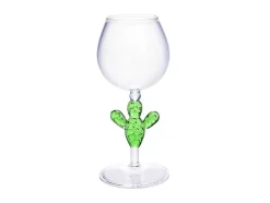 OZAIA Tafelservies-Set Van 4 Wijnglazen Met Cactusvoet - Transparant En Groen - O8,5 X H19,5 Cm - Gellif