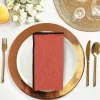 OZAIA Textiel Voor Eettafel-Set Van Tafellaken + 4 Servetten Van Linnen En Katoen - Zwarte Rand - Terracotta - 170 X 170 Cm - Borina