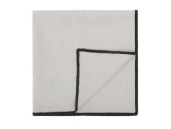 OZAIA Textiel Voor Eettafel-Set Van Tafellaken + 4 Servetten Van Linnen En Katoen - Zwarte Rand - Taupegrijs - 170 X 250 Cm - Borina