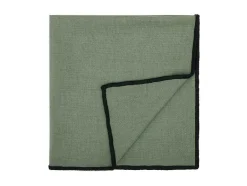 OZAIA Textiel Voor Eettafel-Set Van Tafellaken + 4 Servetten Van Linnen En Katoen - Zwarte Rand - Kaki - 170 X 300 Cm - Borina
