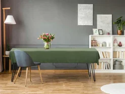 OZAIA Textiel Voor Eettafel-Set Van Tafellaken + 4 Servetten Van Linnen En Katoen - Zwarte Rand - Kaki - 170 X 300 Cm - Borina