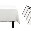 OZAIA Textiel Voor Eettafel-Set Van Tafellaken + 4 Servetten Van Linnen En Katoen - Zwarte Rand - Wit- 170 X 170 Cm - Borina