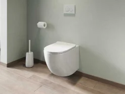 Vente-unique Hangend Toilet-Set Voor Glanzend Witte Hang-Wc Met Voorwandsysteem En Bedieningsplaat - Javoine