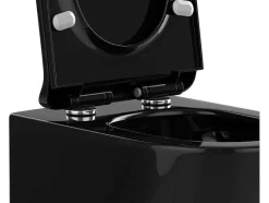 Vente-unique Hangend Toilet-Set Voor Hang-Wc Met Decoratief Voorwandsysteem - Glanzend Zwart - Javoine