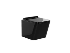 Vente-unique Hangend Toilet-Set Voor Hang-Wc Van Glanzend Zwart Keramiek Met Decoratief Voorwandsysteem - Clemona