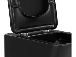 Vente-unique Hangend Toilet-Set Voor Hang-Wc Van Mat Zwart Keramiek Met Optie Voorwandsysteem En Ronde Bedieningsplaat - Clemona