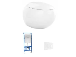 Vente-unique Hangend Toilet-Set Voor Hang-Wc Van Wit Keramiek Met Voorwandsysteem En Bedieningsplaat - Huro Ii
