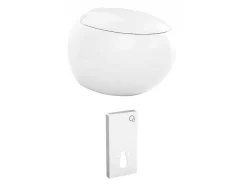 Vente-unique Hangend Toilet-Set Voor Hang-Wc Van Wit Keramiek Met Decoratief Voorwandsysteem - Huro Ii