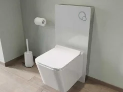 Vente-unique Hangend Toilet-Set Voor Witte Hang-Wc Met Decoratief Voorwandsysteem - Clemona
