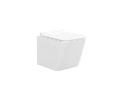 Vente-unique Hangend Toilet-Set Voor Witte Hang-Wc Met Voorwandsysteem En Witte Ronde Bedieningsplaat - Clemona