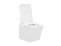Vente-unique Hangend Toilet-Set Voor Witte Hang-Wc Met Voorwandsysteem En Witte Ronde Bedieningsplaat - Clemona