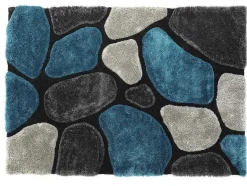 OZAIA Klein Tapijt-Shaggy Tapijt Pietra Turquoise En Grijs - Polyester - 120 X 170 Cm