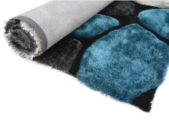 OZAIA Tapijt Hoogpolig-Shaggy Tapijt Pietra Turquoise En Grijs - Polyester - 140 X 200 Cm