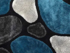OZAIA Tapijt Hoogpolig-Shaggy Tapijt Pietra Turquoise En Grijs - Polyester - 140 X 200 Cm