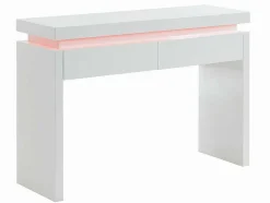 Vente-unique Sidetable-Sidetable Emerson - Met Led-Verlichting - 2 Lades - Wit Gelakt Mdf