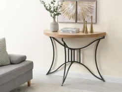 Vente-unique Sidetable-Sidetable In Mdf En Metaal - Houtlook En Zwart - Lolana