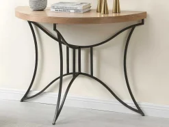 Vente-unique Sidetable-Sidetable In Mdf En Metaal - Houtlook En Zwart - Lolana