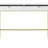 PASCAL MORABITO Sidetable-Sidetable Met 2 Laden - Wit En Goudkleurig - Liouba Van