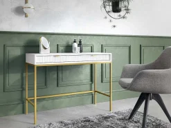 PASCAL MORABITO Sidetable-Sidetable Met 2 Laden - Wit En Goudkleurig - Liouba Van