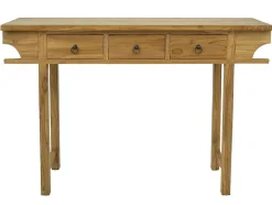 Vente-unique Sidetable-Sidetable Met 3 Lades In Teak - Kleur: Houtlook - Wekea