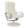Vente-unique Fauteuil Kunstleer-Siena Relaxfauteuil Met Kruk, Creme-Wit