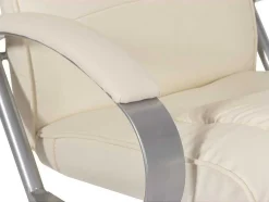 Vente-unique Fauteuil Kunstleer-Siena Relaxfauteuil Met Kruk, Creme-Wit