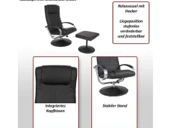 Vente-unique Fauteuil Kunstleer-Siena Relaxfauteuil Met Kruk, Creme-Wit